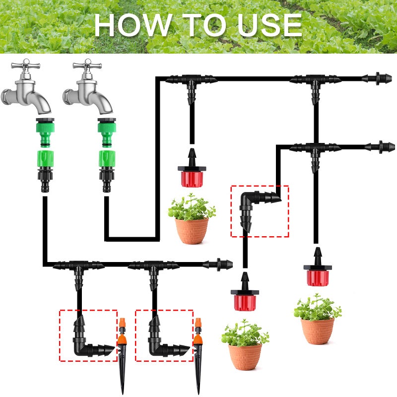 iMopo 70 Pack Drip Irrigation Barbed Elbow Fittings,Barbed Connector Fits Universal 1/4"" Drip Tubing, 90 Degree Drip Line Corner for Drip or Sprinkler System - Image 5